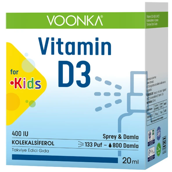Voonka Vitamin D3 Kids Sprey 20 ML Çocuklar İçin D3 Vitamini ürün görseli