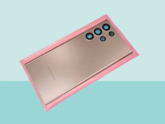 Tkgz - Samsung Galaxy S22 ULTA Arka Kapak Batarya Kapağı (Cam Full Lensli) - GOLD ürün görseli 1