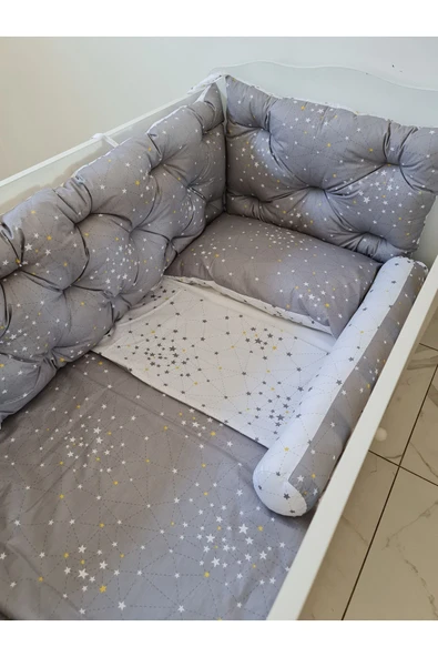 70x120 Beşik Kenar Koruma - 40cm Yükseklik - %100 Pamuk Kumaş - Antialerjik - Yıkanabilir - 2