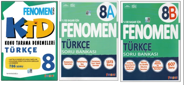 FENOMEN 8.SINIF TÜRKÇE KONU TARAMA DENEMELERİ+FENOEMEN TÜRKÇE 8A VE 8B (3 KİTAP)