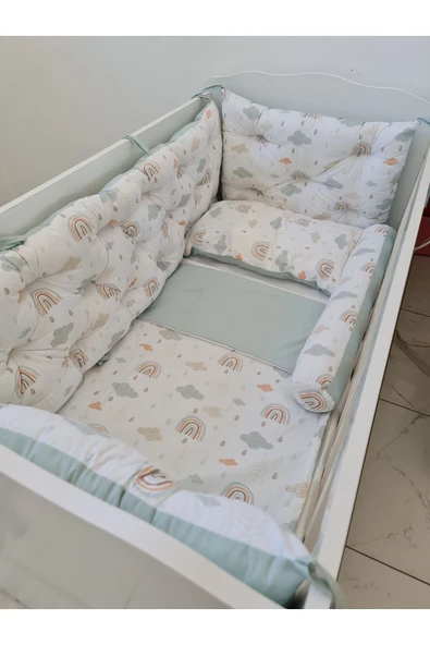 70 x 130 - Bebek Beşik Kenar Koruma Takımı - 40 cm Yükseklik, Yıkanabilir - 3