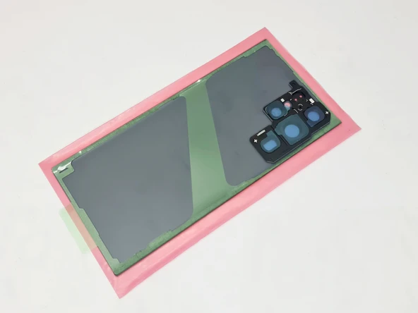 Tkgz - Samsung Galaxy S22 ULTA Arka Kapak Batarya Kapağı (Cam Full Lensli) - GOLD - Resim 2