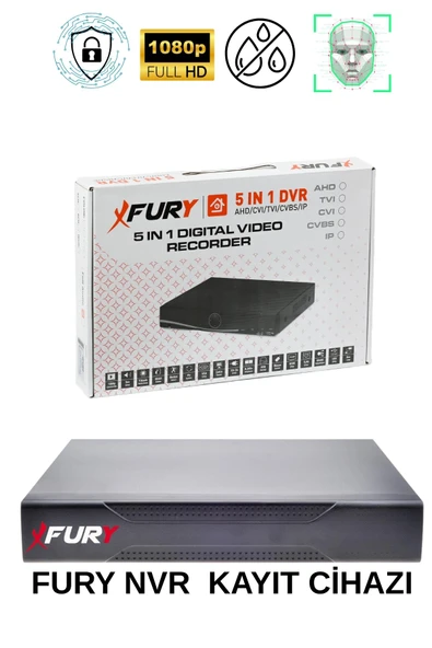 FURY 4 Lü Ip Güvenlik Kamera Seti Sesli 4mp Gece Renkli Su Geçirmez 5515s 1TB - 3