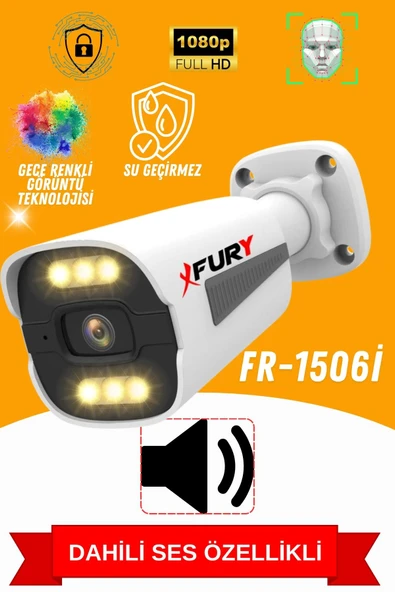FURY 4 Kameralı Ip Güvenlik Kamerası Seti Sesli 4mp Gece Renkli Su Geçirmez 1506s 250GB - 4