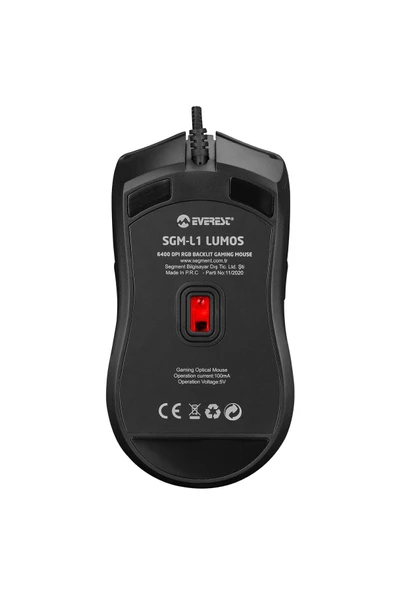 Everest SGM-L1 LUMOS Siyah 6400dpi RGB Ledli Makrolu Gaming Oyuncu Mouse - 7