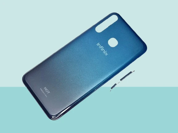 Tkgz - Infinix HOT 8 FULL KASA Arka Kapak Batarya Kapağı - SİYAH MAVİ ürün görseli 1