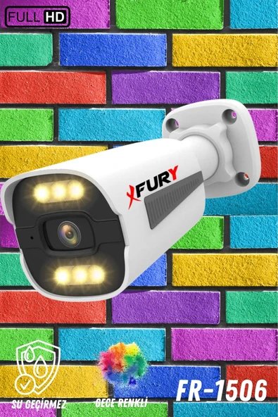 FURY 2 Kameralı 6 Warm Led Gece Renkli Görüş-Cepten İzle-Su Geçirmez Güvenlik Kamerası Seti 250GB - Resim 4