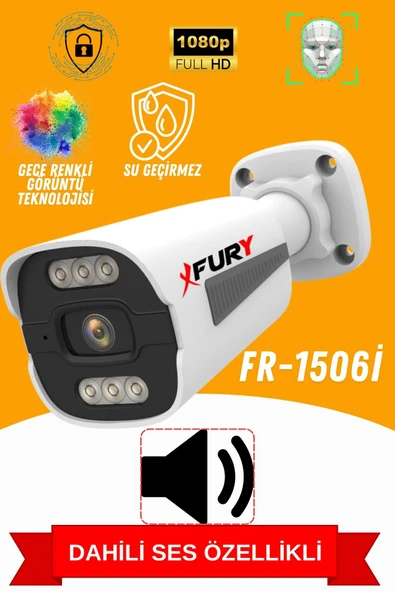 FURY 6 Kameralı Ip Güvenlik Kamerası Seti Sesli 4mp Gece Renkli Su Geçirmez 1506s 250GB - 5