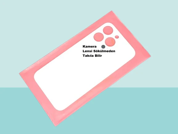 Tkgz - iPhone 13 PRO Arka Pil Batarya Kapağı - Cam kapak Geniş Lens Deliği - BEYAZ ürün görseli 1