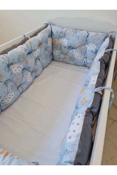 70x120 Beşik Kenar Koruma - 40cm Yükseklik - %100 Pamuk Kumaş - Antialerjik - Yıkanabilir ürün görseli