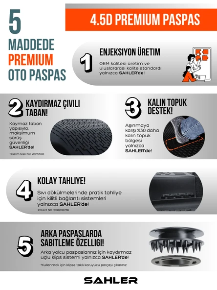 Sahler Qashqai 2022+ Benzinli Uyumlu 4.5D Premium Havuzlu Oto Paspas ve Liner Marka 3D UST Bagaj Havuzu - 3
