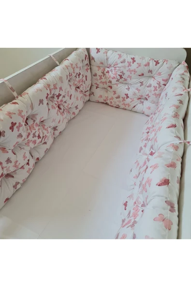 70x120 Beşik Kenar Koruma - 40cm Yükseklik - %100 Pamuk Kumaş - Antialerjik - Yıkanabilir - Resim 2