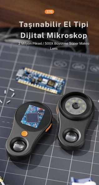 TechTic Dijital Mini El Mikroskobu 2İnç Ekran 1080 P 500X Video-Fotoğraf 8LED Tekstil Cilt Analizi - Resim 5