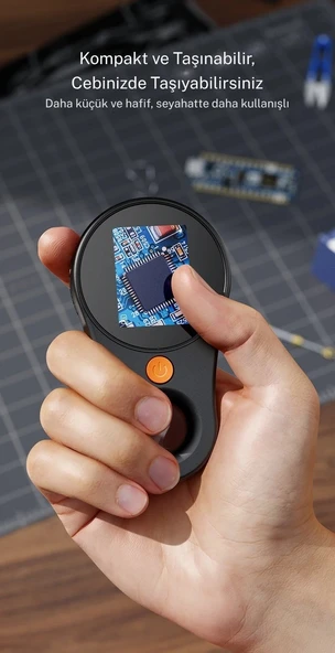 TechTic Dijital Mini El Mikroskobu 2İnç Ekran 1080 P 500X Video-Fotoğraf 8LED Tekstil Cilt Analizi - Resim 3