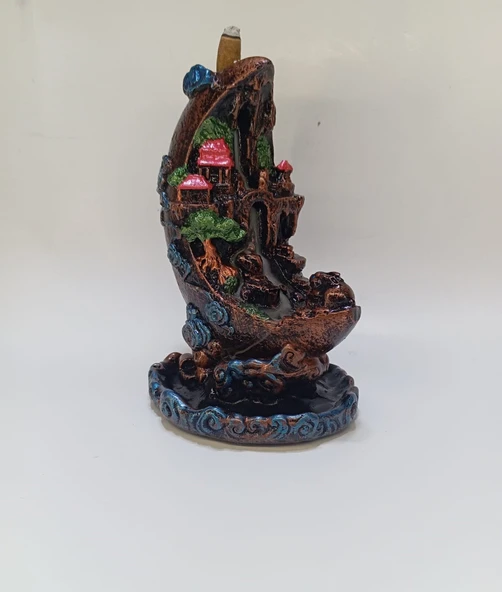 Tedi Sanat Yamaç Ay Geri Akış Şelale Tütsülük (10 Adet Tütsü Hediyeli)Buhurdanlık Oda Kokusu