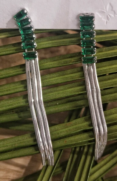 Monalisa Home  Lüks Yeşil Taş Figürlü Gösterişli Küpe ürün görseli 1