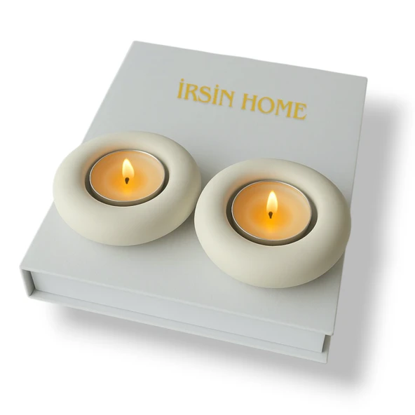 2 adet Modern Tasarım El Yapımı Yuvarlak Mumluk ürün görseli 1