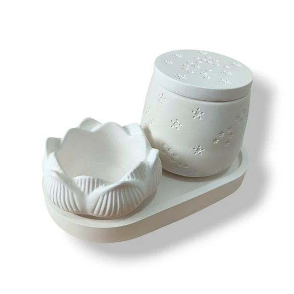 Dekoratif Yıldızlı Kutu ve Lotus Mumluk Seti ürün görseli 1