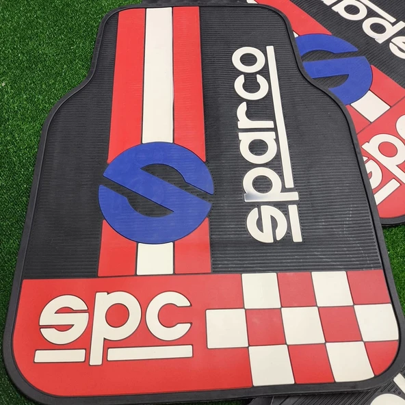 Üniversal Sparco Kırmızı-Beyaz Latex Kauçuk-5 parça-Paspas-Kaydırmaz Taban-1.Sınıf İthal Ürün - 2