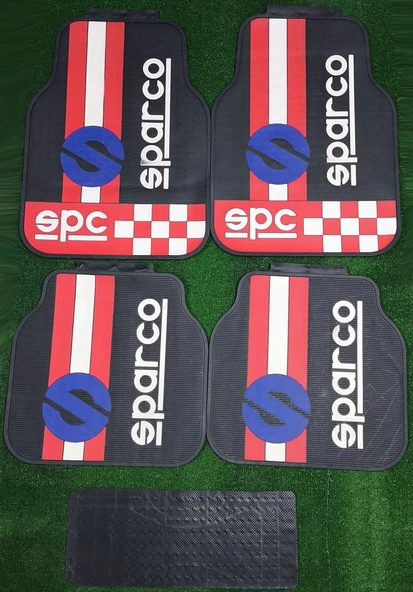 Üniversal Sparco Kırmızı-Beyaz Latex Kauçuk-5 parça-Paspas-Kaydırmaz Taban-1.Sınıf İthal Ürün