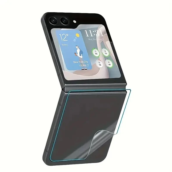 Samsung Galaxy Z Flip 7 FE Uyumlu Ön+Arka Body Şeffaf Ultra koruyucu Nano Jelatin - Resim 3