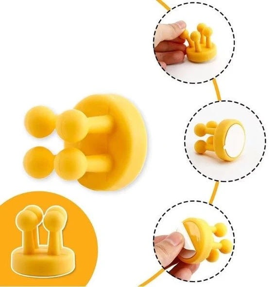 Yapışkanlı Esnek Silikon Çok Amaçlı Tutacak Klips - 4