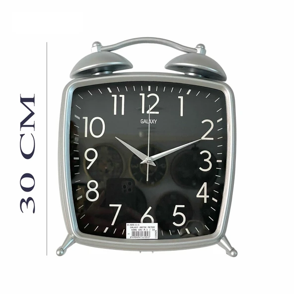 Dekoratif Masa ve Duvar Saati Peter Saat Gri Renk 30 CM - Resim 2