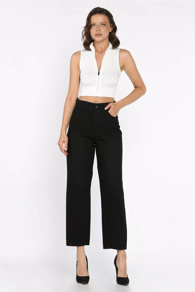 Siyah Kadın Mom Jean Kot Pantolon