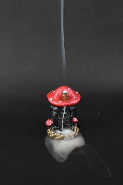 Tedi Sanat Mantar Mini Geri Akış Tütsülük Kırmızı Buhurdanlık