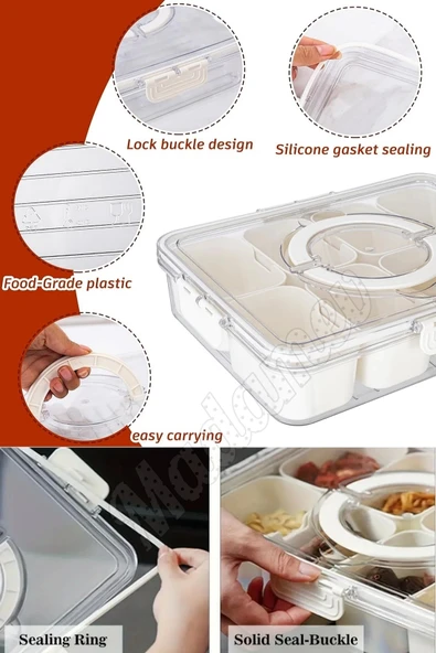 Tilbe Home Kahvaltılık Saklama Kabı Organizer Kilit Kapaklı 8 Bölmeli Taşınabilir Piknik Gold Çatallı Seti - Resim 5