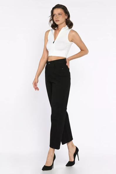 Siyah Kadın Mom Jean Kot Pantolon - 2