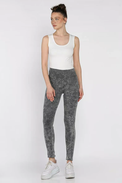 Koyugri Yıkamalı Kaşkorse Tayt ( M-l-xl Uyumludur) - 1