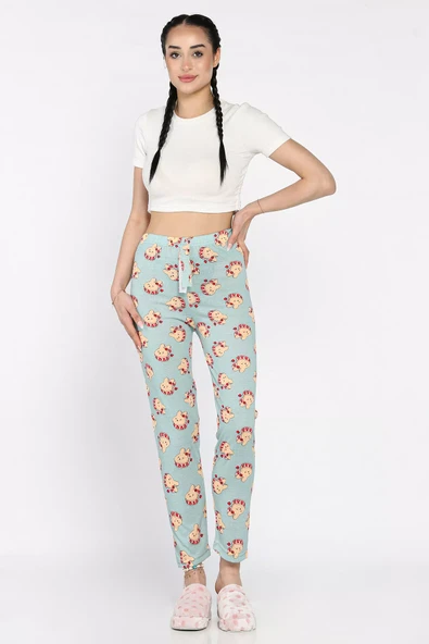Mint Kadın Baskılı Bel Lastikli Pijama Altı - 1