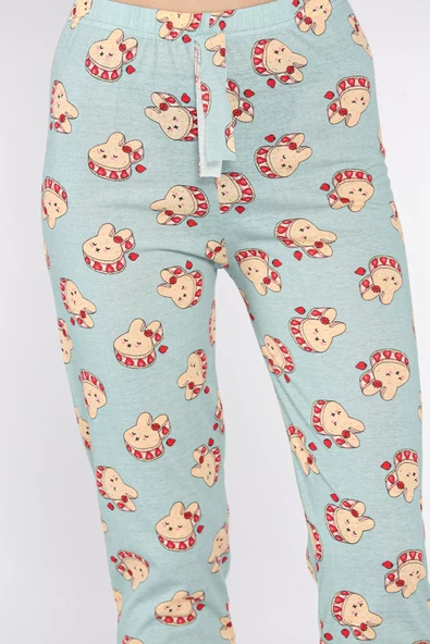 Mint Kadın Baskılı Bel Lastikli Pijama Altı - 3
