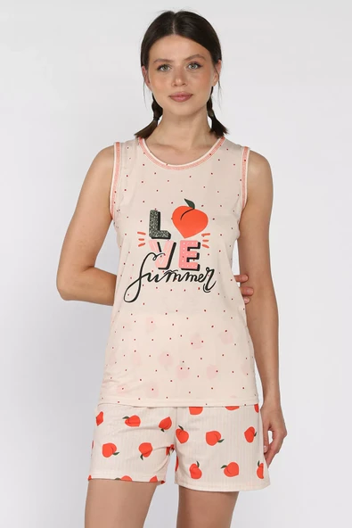 Taş Kadın Baskılı Şortlu Pijama Takımı - 1