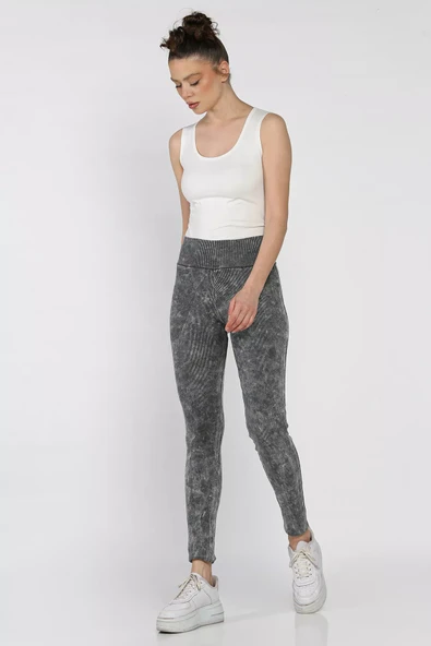 Koyugri Yıkamalı Kaşkorse Tayt ( M-l-xl Uyumludur) - 3