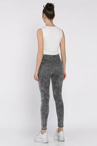 Koyugri Yıkamalı Kaşkorse Tayt ( M-l-xl Uyumludur) - 2