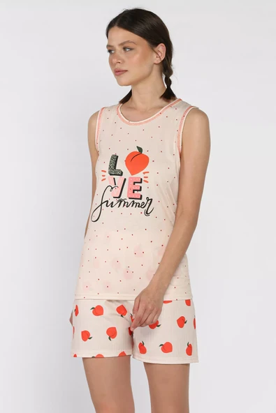 Taş Kadın Baskılı Şortlu Pijama Takımı - 4