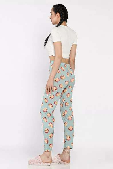 Mint Kadın Baskılı Bel Lastikli Pijama Altı - 4