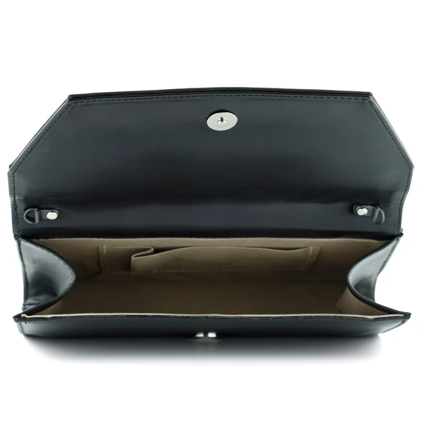 Erkan Saçmacı Siyah Zincir Askılı Manyetik Kapaklı İç Cepli Zarif Abiye El Çantası - 5