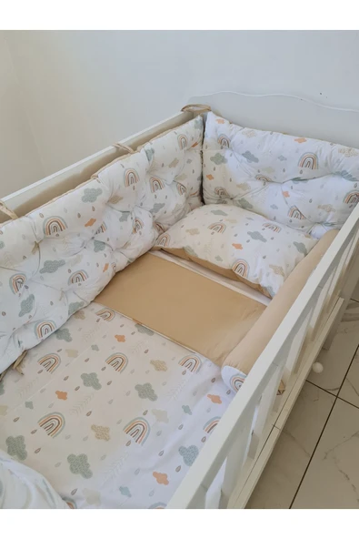 60x100 Beşik Kenar Koruma - 40cm Yükseklik - %100 Pamuk Kumaş - Antialerjik - Yıkanabilir - 2