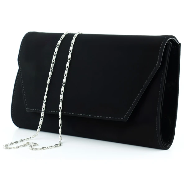 Erkan Saçmacı Siyah Süet Zincir Askılı Manyetik Kapaklı İç Cepli Zarif Abiye El Çantası - 3