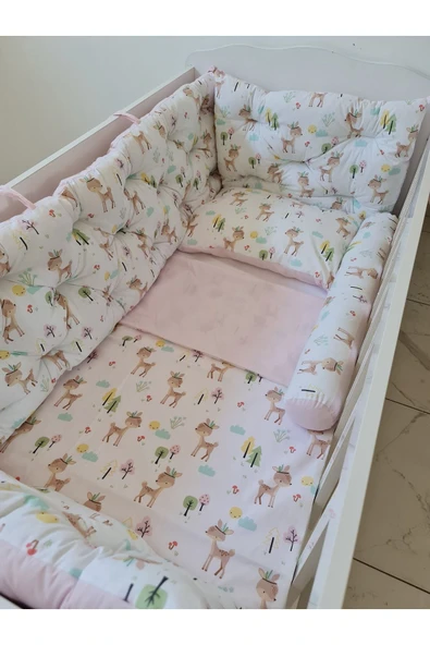 60x100 Beşik Kenar Koruma - 40cm Yükseklik - %100 Pamuk Kumaş - Antialerjik - Yıkanabilir - 3