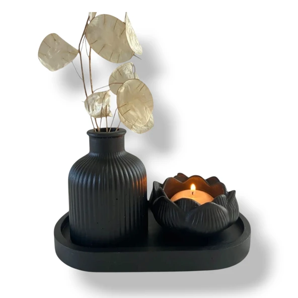Siyah Vazo, Lotus mumluk ve sunumluk ürün görseli 1