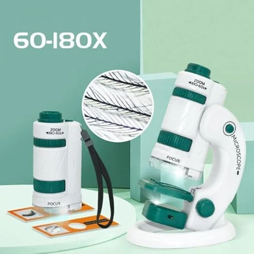 TechTic Dijital Mikroskop Seti 60-180x Büyütme El Mini Eğitici Çocuk Mikroskobu 21 Parça Eğitici Set - 4