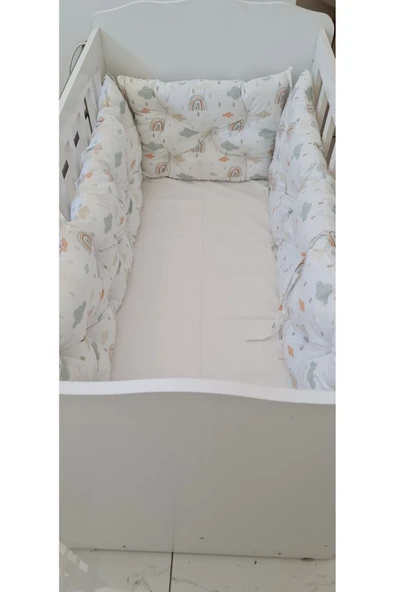60x100 Beşik Kenar Koruma - 40cm Yükseklik - %100 Pamuk Kumaş - Antialerjik - Yıkanabilir - 3