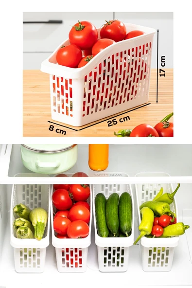 Porsima Org-22 Çok Amaçlı Buzdolabı İçi Düzenleyici Sebze Meyve Organizer Sepet (3 adet) - Resim 5