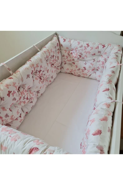 60x100 Beşik Kenar Koruma - 40cm Yükseklik - %100 Pamuk Kumaş - Antialerjik - Yıkanabilir - 3