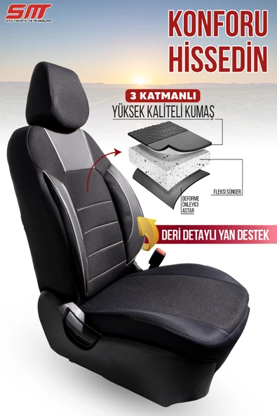 Era Serisi Univeral Oto Koltuk Kılıfı Siyah-Beyaz - 2