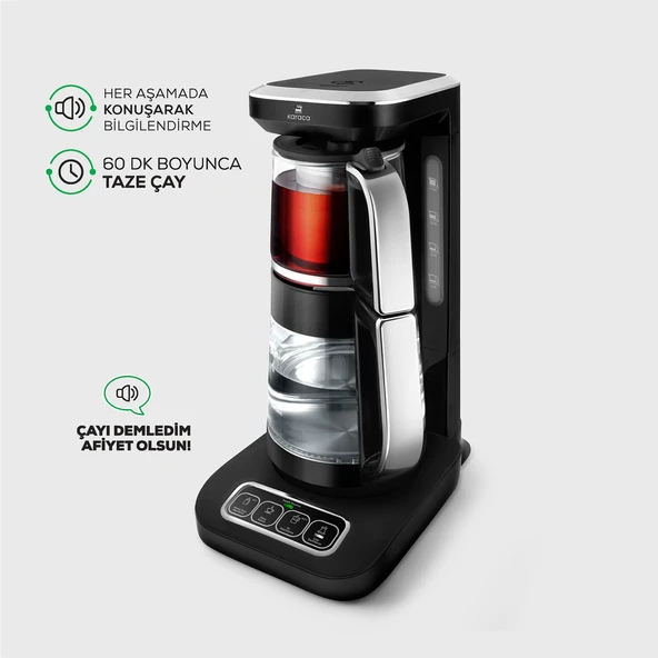 Karaca Robotea Pro 4 in 1 Konuşan Cam Çay Makinesi Black Chrome - 3